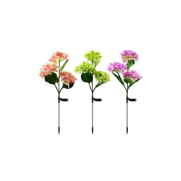 Pack of 3 | Solar powered hydrangea flower (Random Colors)