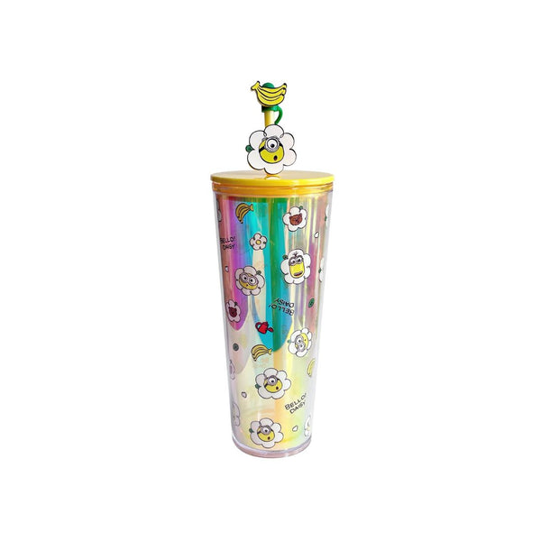 Daisy Minions Collection Double Wall Plastic Bottle with Straw (800mL)(Yellow)