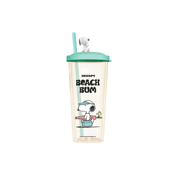 Snoopy Summer Travel Collection Plastic Tumbler with Straw (550mL)(Green)