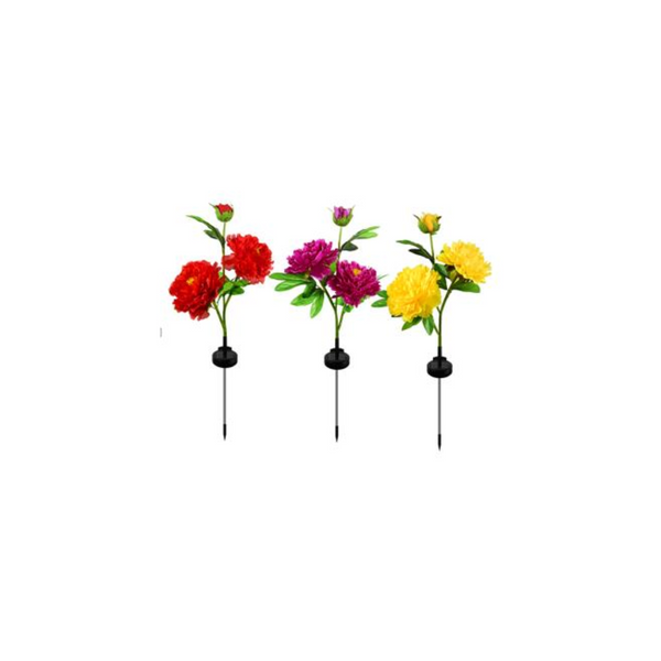 Pack of 3 | Solar powered single headed peony (Random Colors)