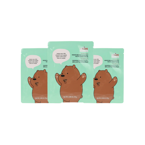 Pack Of 3 | We Bare Bears Moisturizing & Glossy Facial Sheet Mask