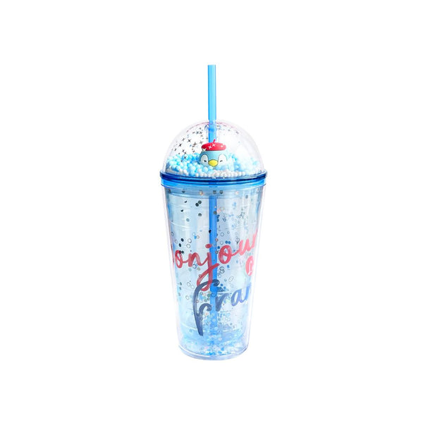 Mini Family French Holiday Plastic Tumbler with Straw (600mL)