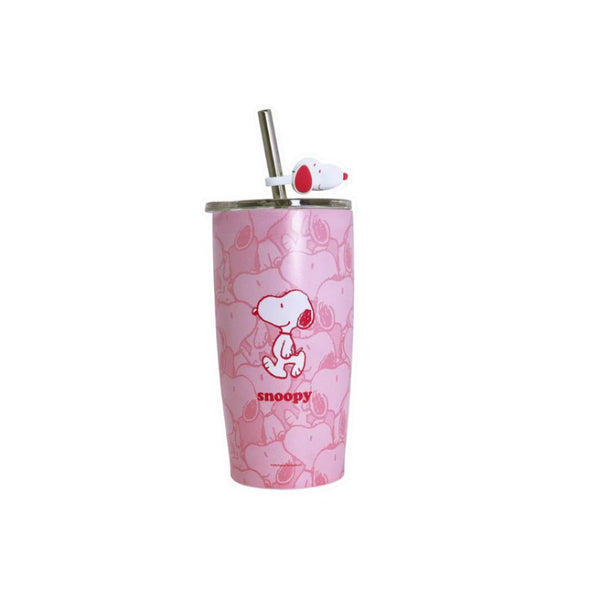 Snoopy Collection Steel Tumbler with Straw (530mL)(Pink)