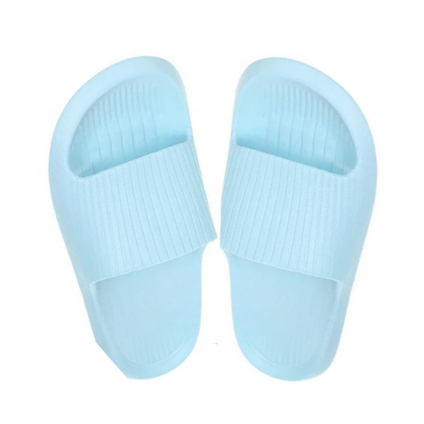 (Light Blue,37-38) Women's Striped Soft Sole Bathroom Slippers