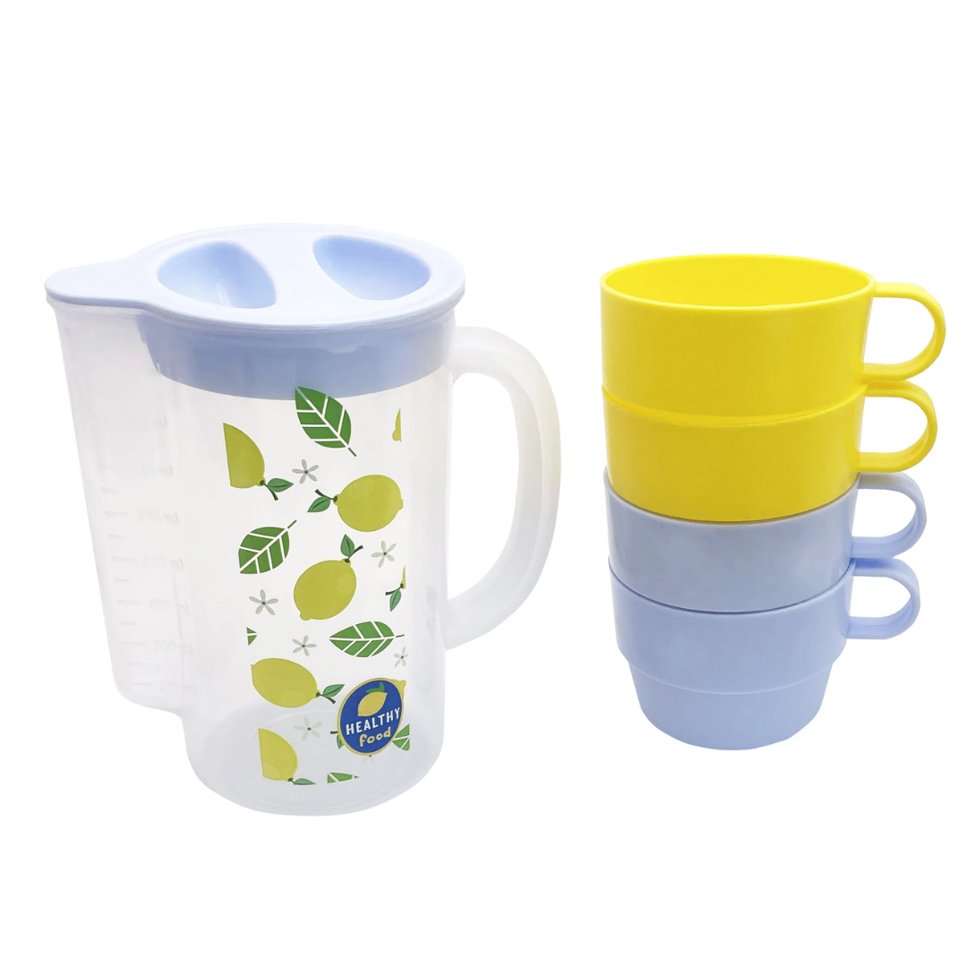 Lemon Day Water Pitcher & 4 Cups (1000mL)