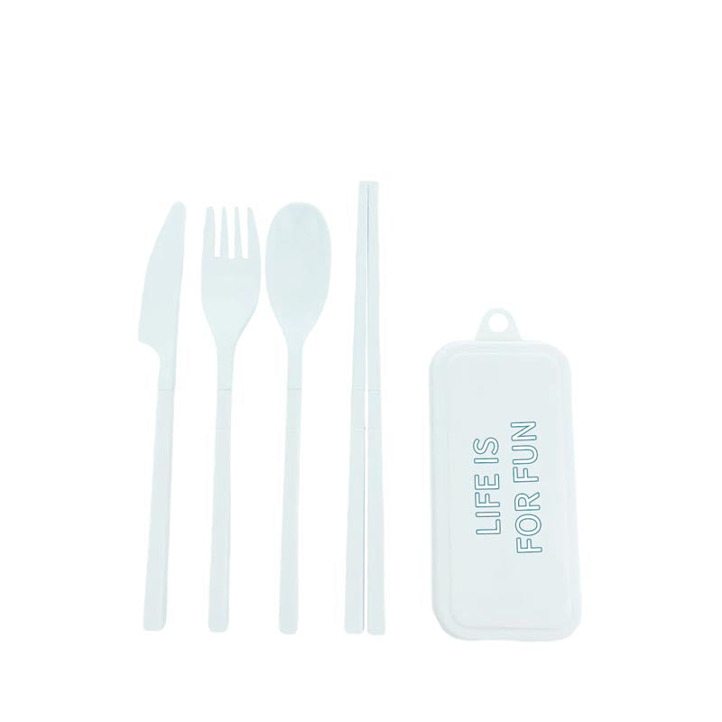 Detachable Plastic Cutlery Kit (5 Piece Kit) (White)