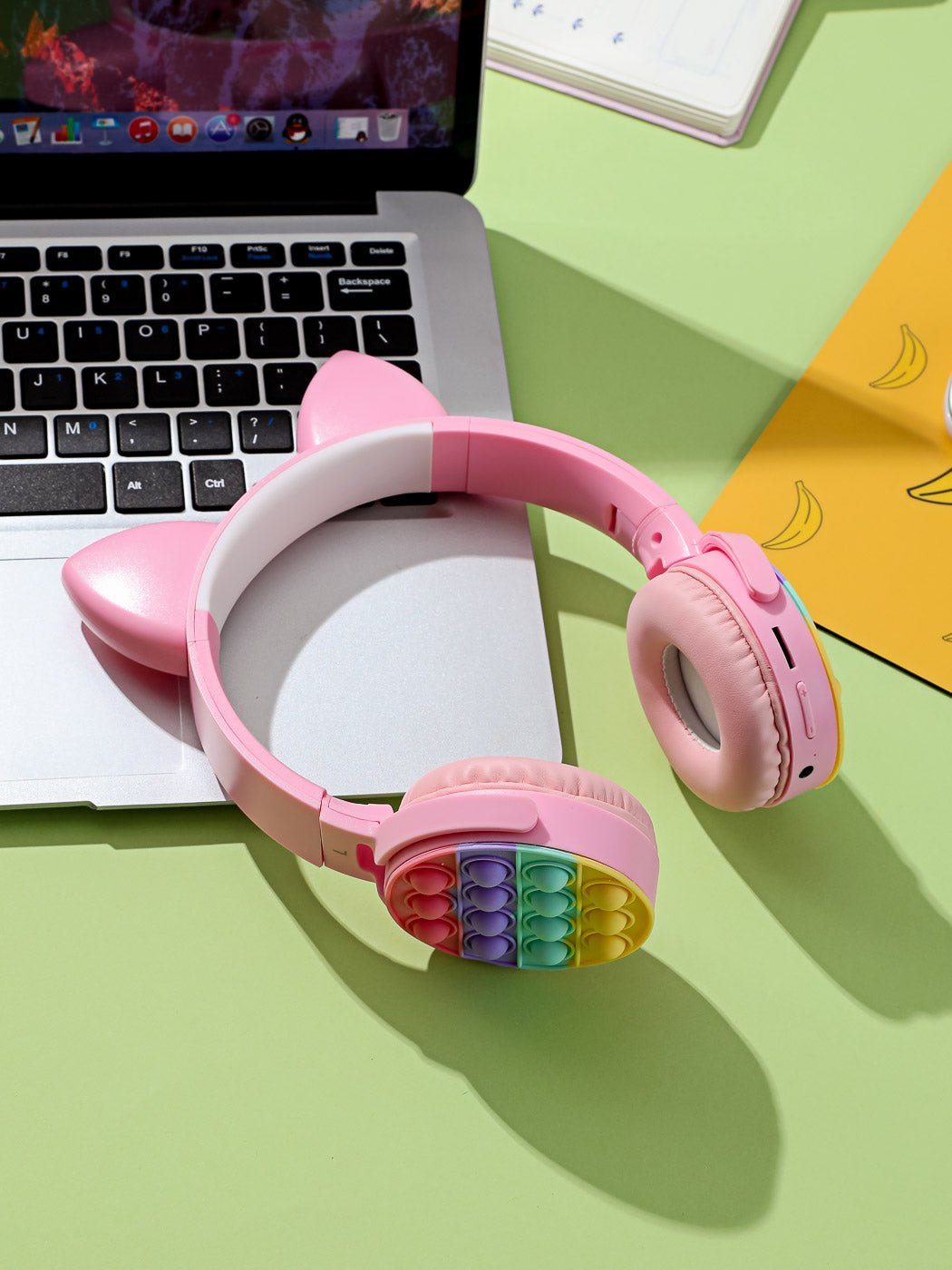 Foldable Cat Ear Wireless Headset with LED Light (Pink) Model H06