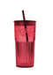 Coca-Cola Glass Water Bottle with Straw-550mL (Red)