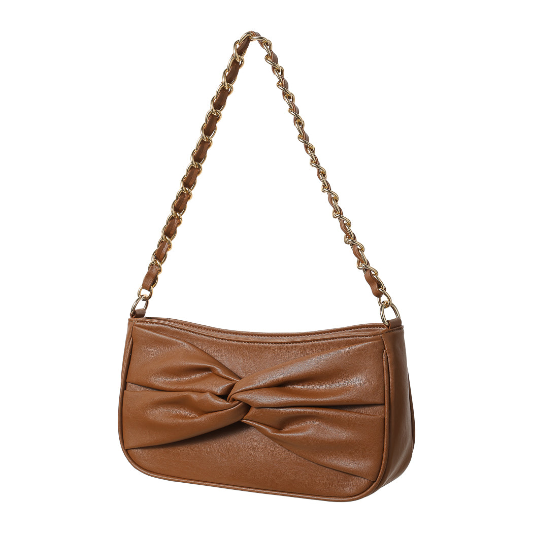 Elegant Chain Shoulder Bag (Brown)x