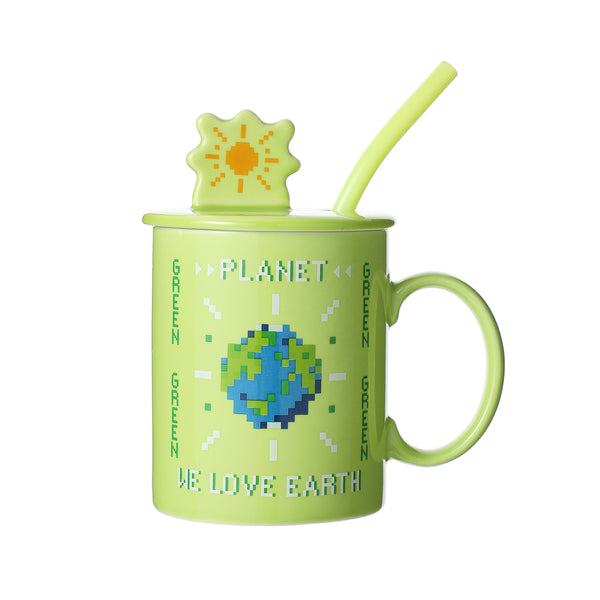 I Love Earth Ceramic Mug(340mL,Green)