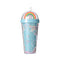 Macaron Double Wall Plastic Water Bottle with Straw - 420mL(Blue)