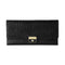 Women's Long Trifold Animal Pattern Wallet with Flap (Black)