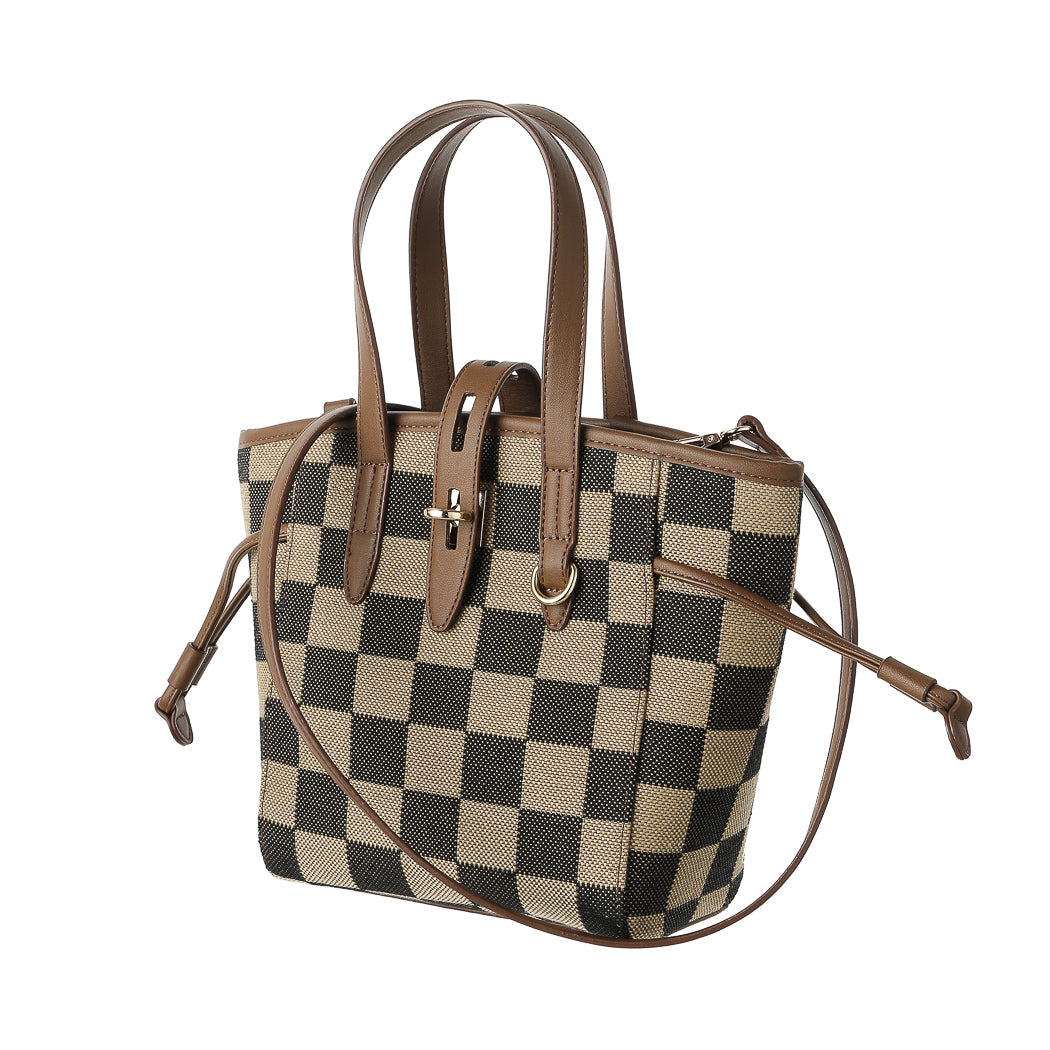 Checkered Pattern Crossbody Handbag(Brown)– Miniso Pakistan