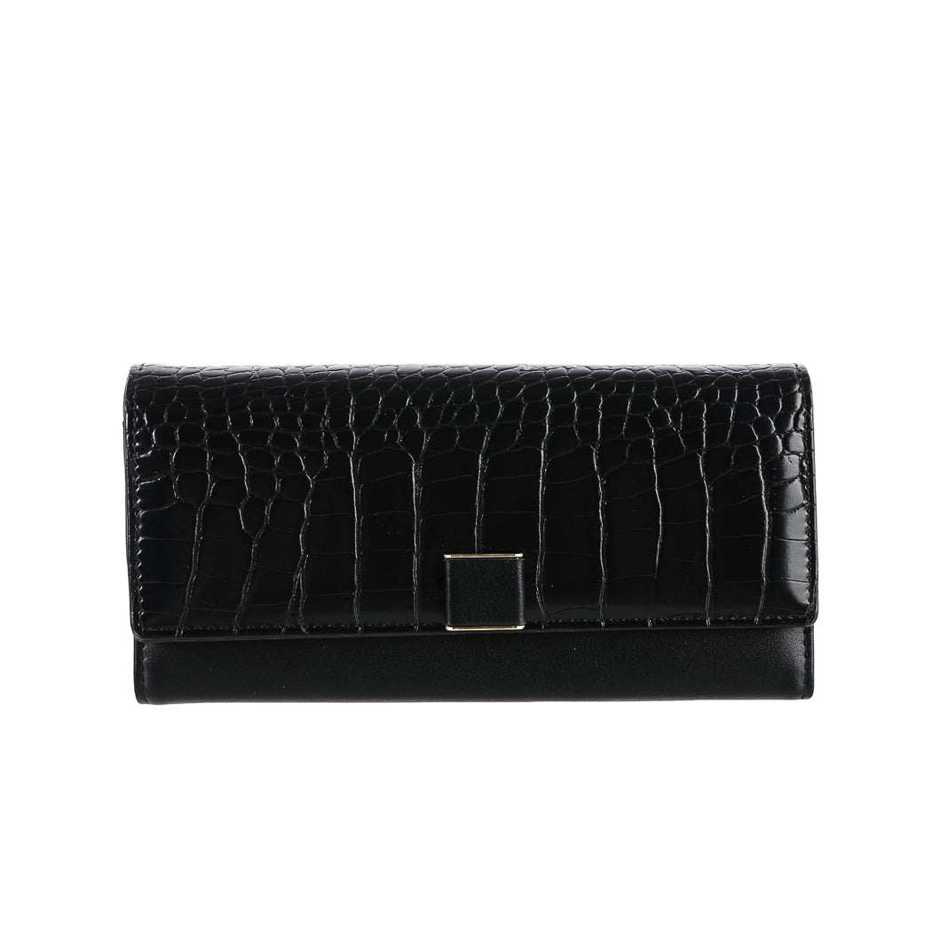 Women's Long Stone Pattern Wallet with Flap Top (Black) – Miniso Pakistan