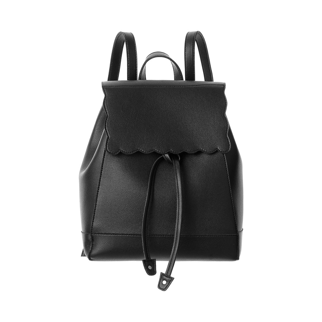 Scalloped Flap Backpack (Black)