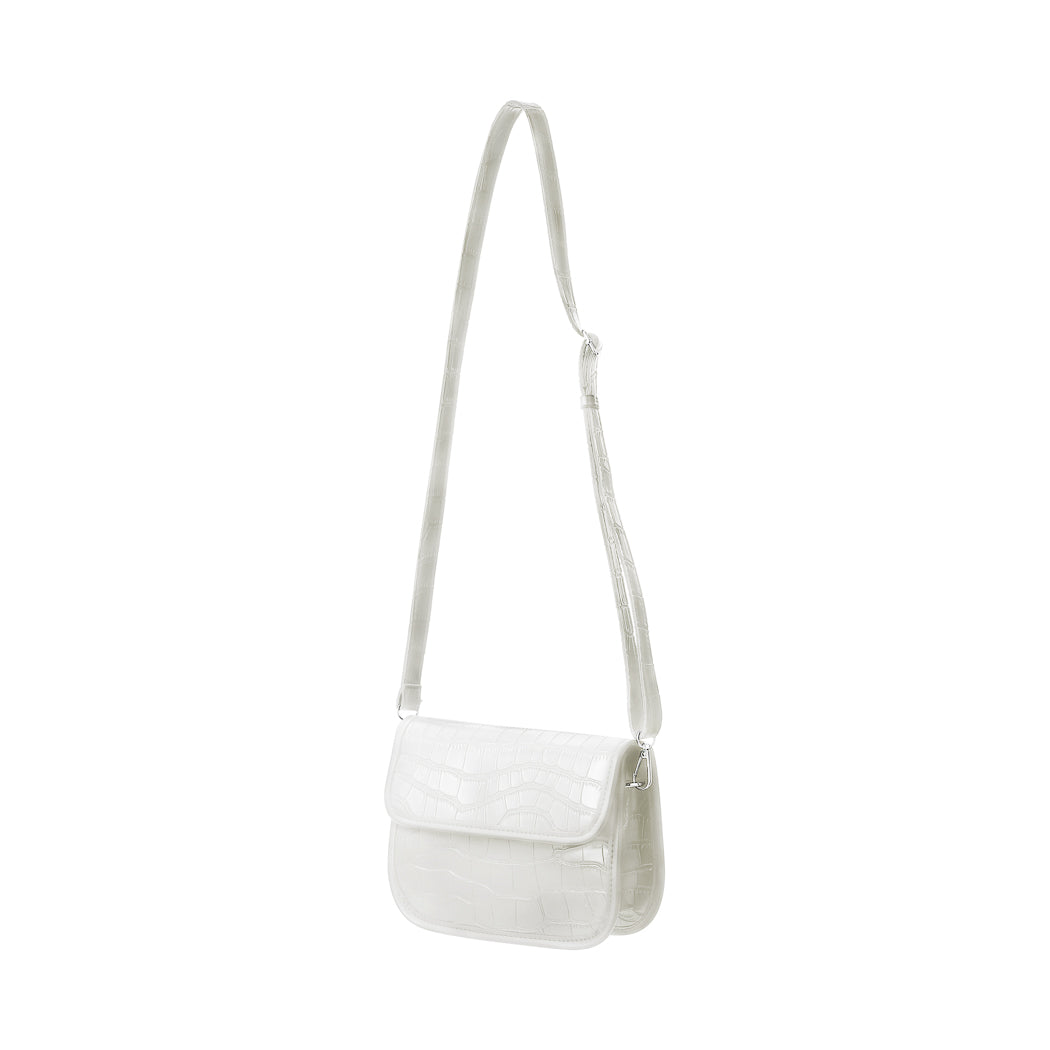 Stone Pattern Crossbody Bag with Flap (Off White)