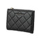Women's Short Diamond Lattice Pattern Quilted Wallet with Golden Letters(Black)