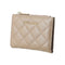 Women's Short Diamond Lattice Pattern Quilted Wallet with Golden Letters (Khaki)