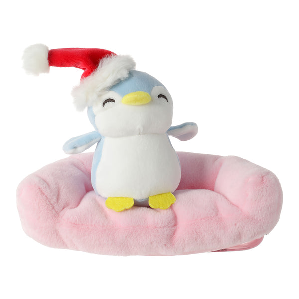 8.7in. Christmas Hat Penguin Couple Couch Plush Toy