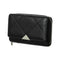 Women’s Medium Bifold Zipper Wallet with Triangle Decoration (Black)