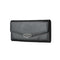 Women's Long Trifold Wallet with Hardware Decoration (Black)