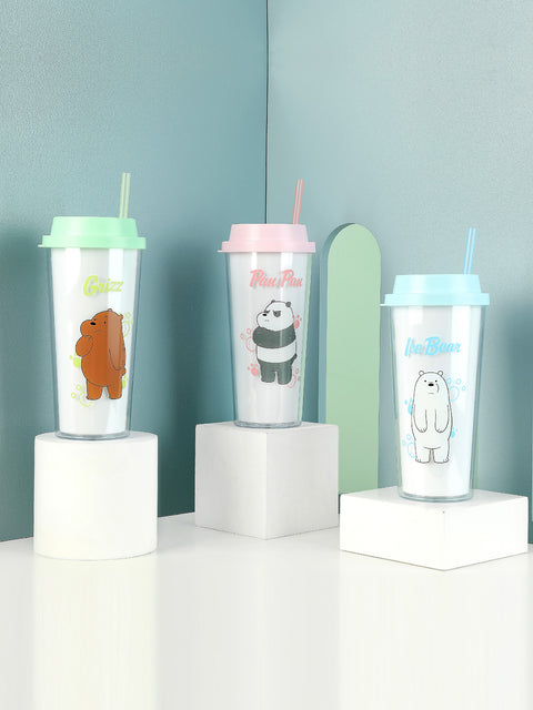 We Bare Bears Double-layer Straw Bottle 550ml (Grizzly)