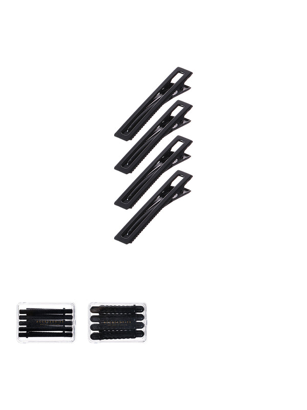 6CM Black Rectangular Hollowed Hair Clip 8pcs