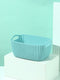 Small Plaited Rectangular Storage Bucket (Blue)