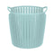 Small Plaited Round Storage Bucket (Blue)