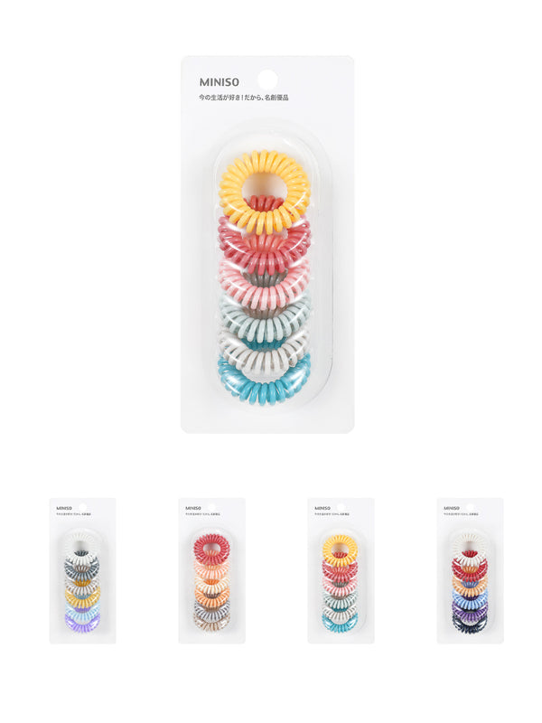 3.5 Colored Spiral Hair Ties (6pcs)