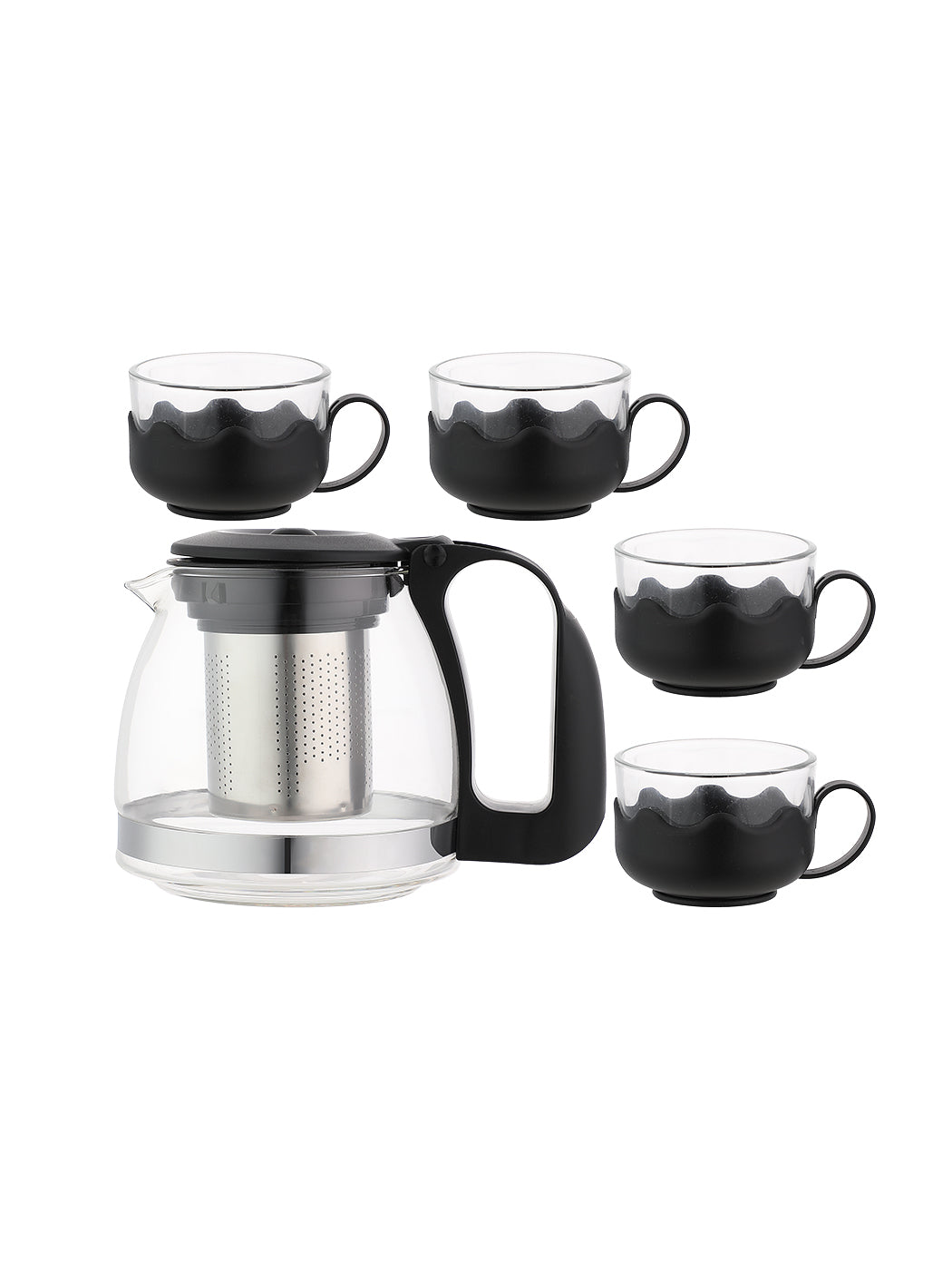 Simple 4+1 Tea Set (Black) Miniso Pakistan