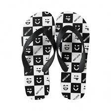 (Black and White,41-42) Love and Peace Series Men's Flip Flops